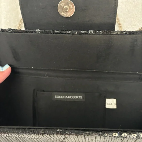 Sondra Roberts Black Sequin Rhinestone Purse - Picture 3 of 5